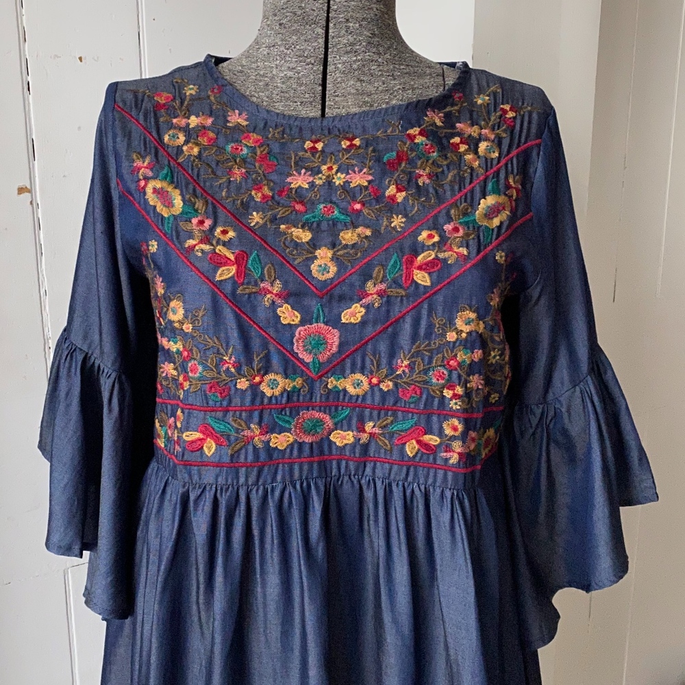 Umgee Only a few left Floral Emb Tencel BoHo Dress - Picture 5 of 6